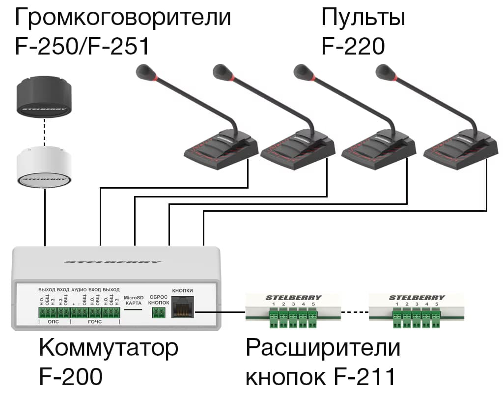Центральным компонентом системы Антитеррор является коммутатор STELBERRY F-200