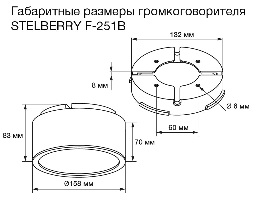 Размеры громкоговорителя STELBERRY F-251B