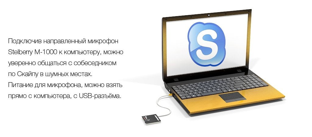 Пример использования направленного микрофона STELBERRY M-1000 для общения по скайпу