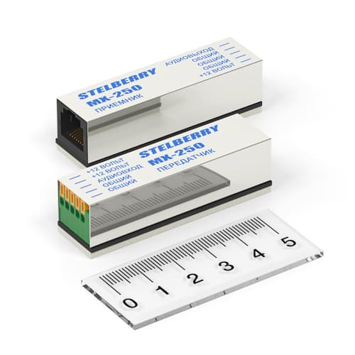 MX-250 - комплект приёмника и передатчика аудиосигнала и питания для активных микрофонов по UTP кабелю