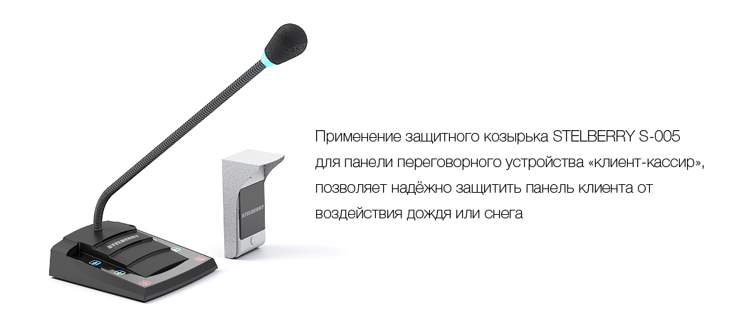 Вариант использования STELBERRY S-005 в составе переговорного устройства клиент-кассир STELBERRY S-400
