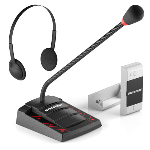 STELBERRY S401 - Дуплексное переговорное устройство клиент-кассир с подключаемыми наушниками