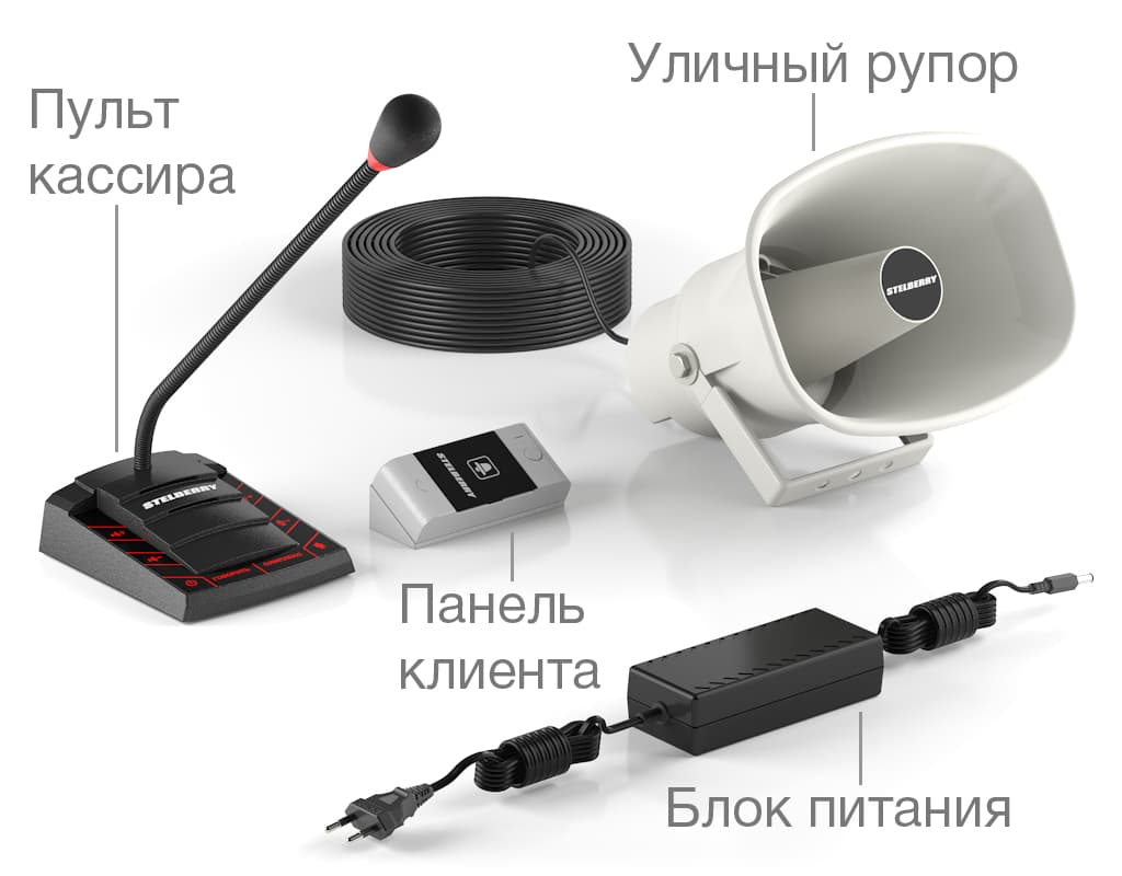 комплект поставки переговорного устройства с громкой связью для АЗС STELBERRY S-525