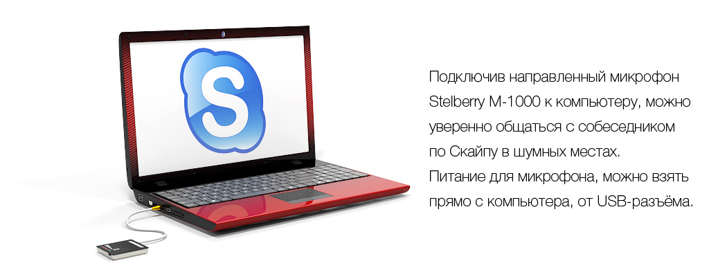 Пример использования направленного микрофона STELBERRY M-1000 для общения по скайпу